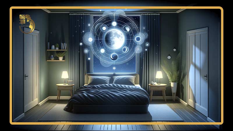 اتاق خواب با نور ماه و لامپ های خواب